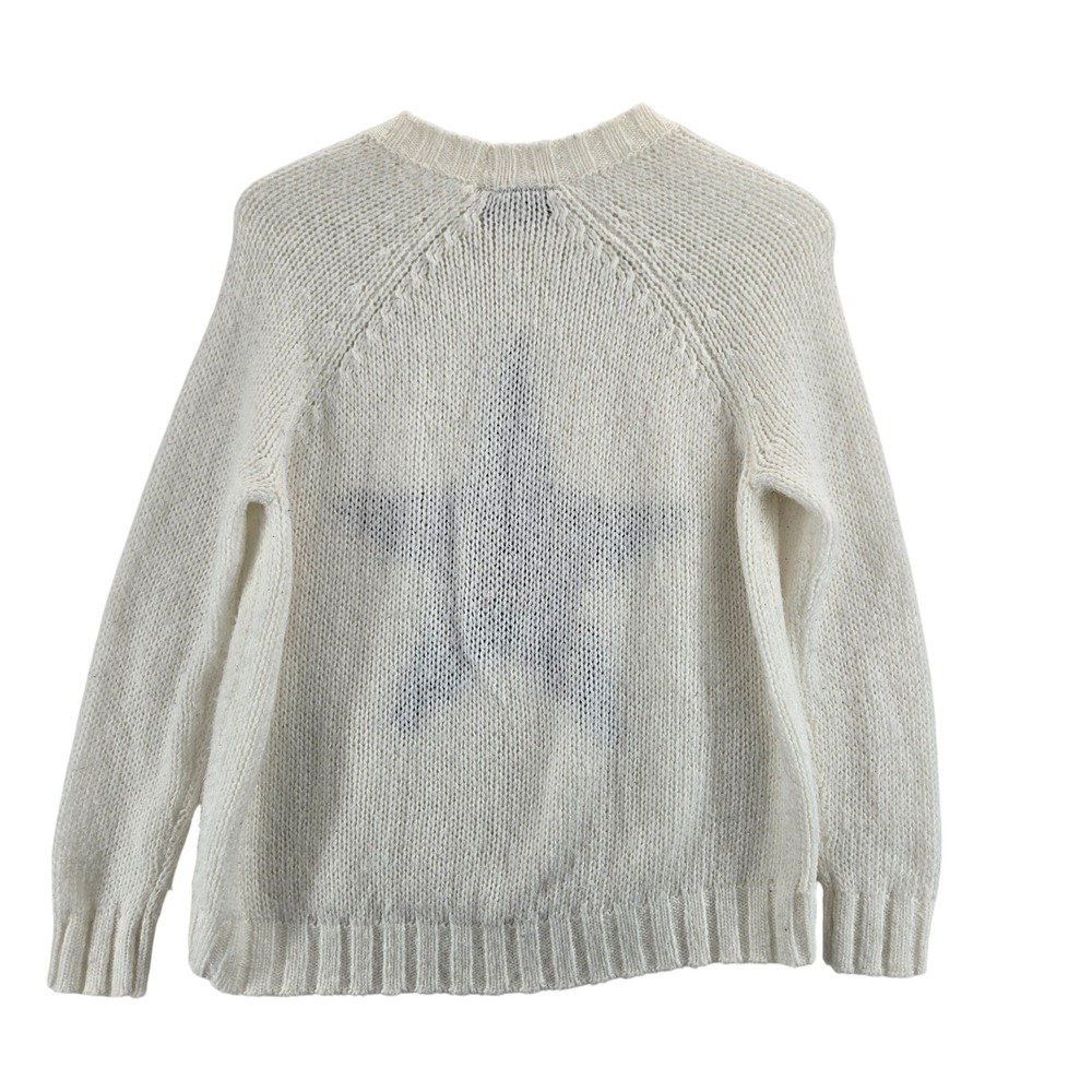 Wooden Ships Camo Star Raglan Crew Sweater Cream Mohair Blend XS S Oversized - Picture 4 of 10